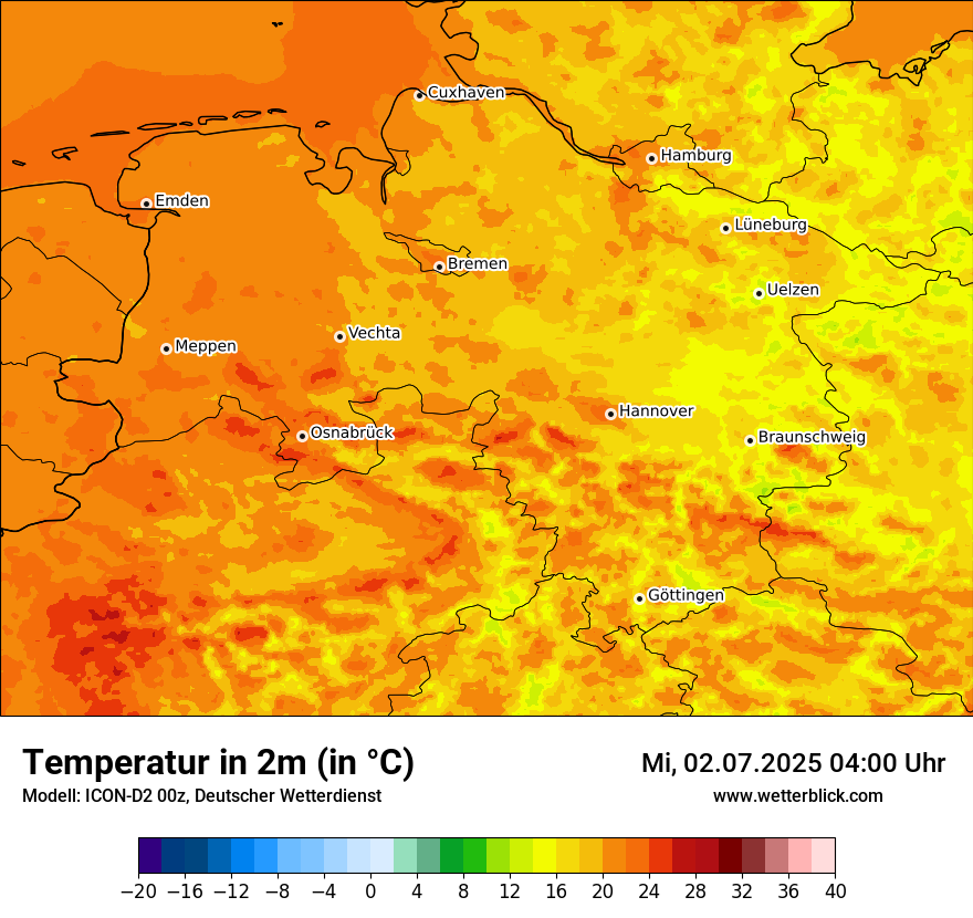 Modellkarten Temperatur