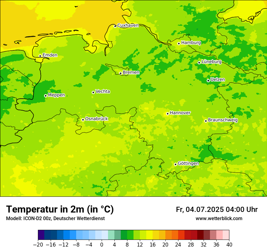 Modellkarten Temperatur