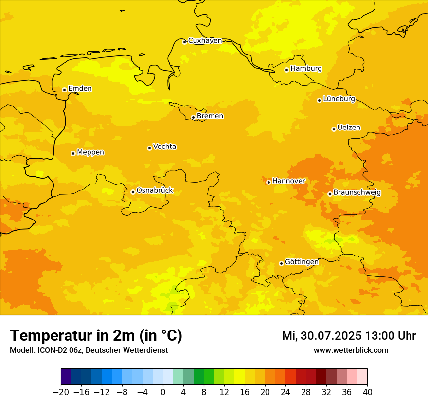 Modellkarten Temperatur