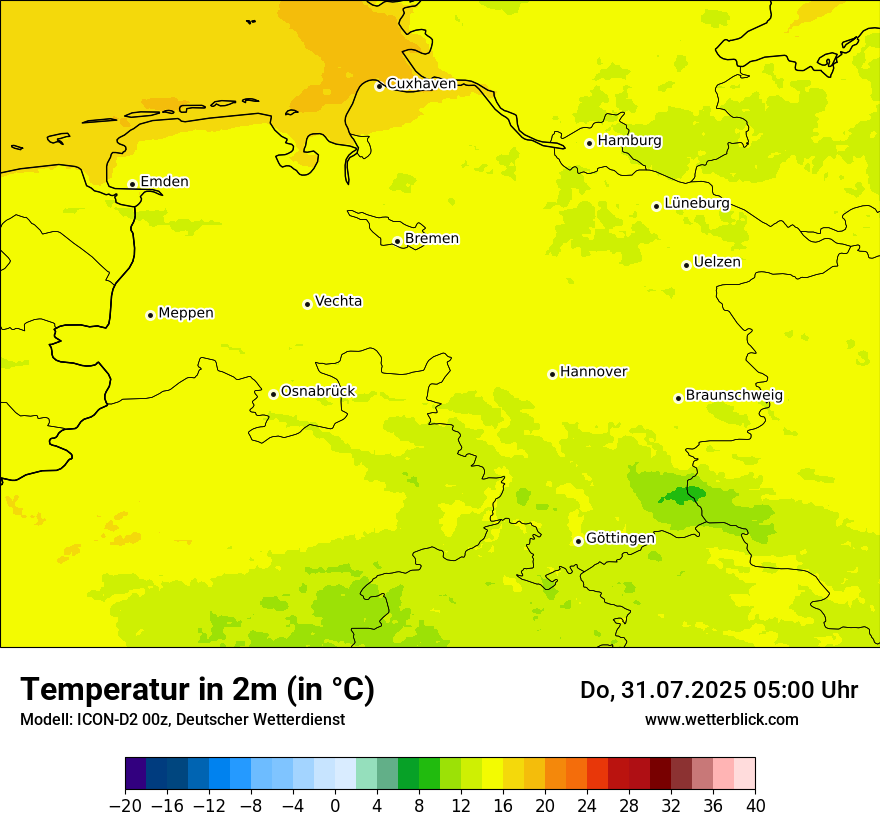 Modellkarten Temperatur