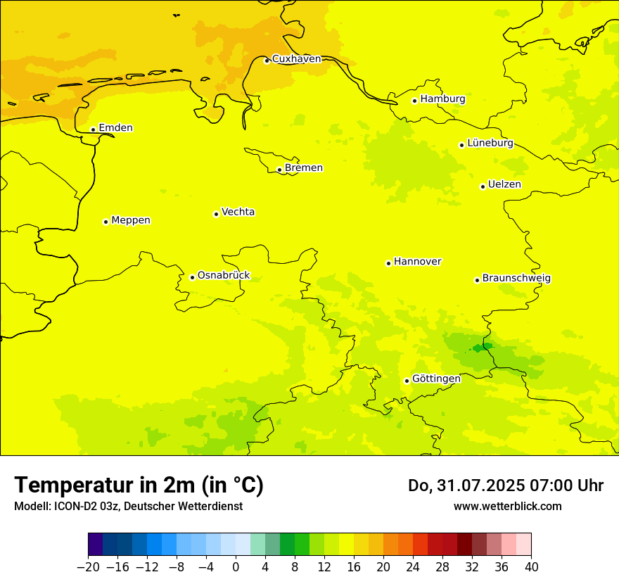Modellkarten Temperatur