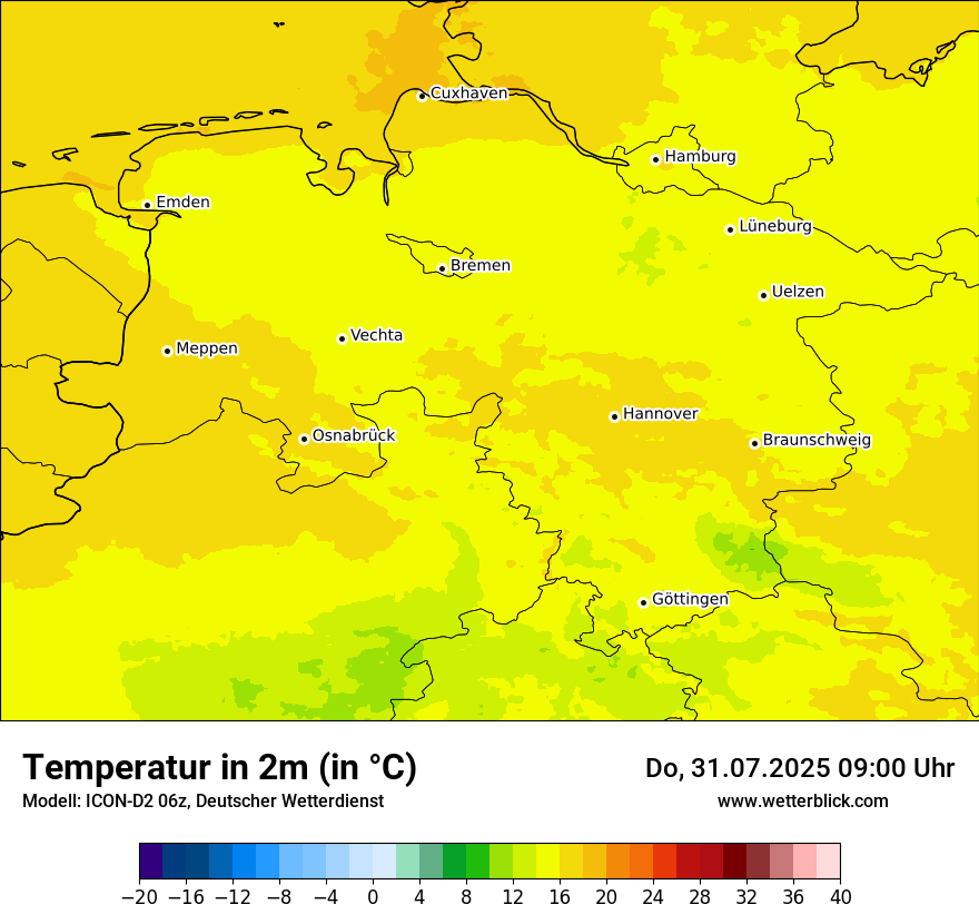 Modellkarten Temperatur
