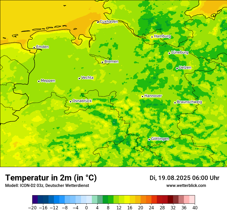 Modellkarten Temperatur