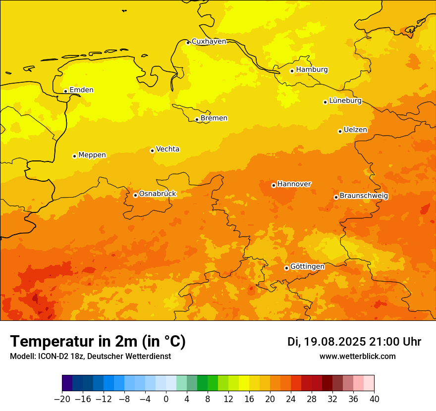Modellkarten Temperatur