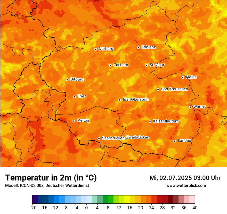 Modellkarten Temperatur