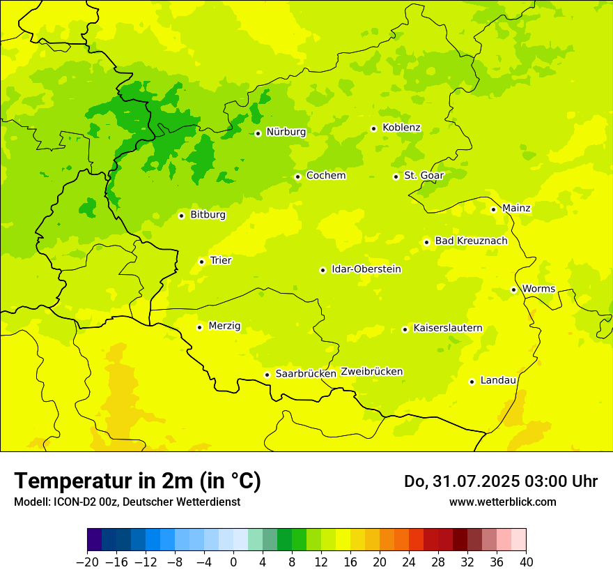 Modellkarten Temperatur
