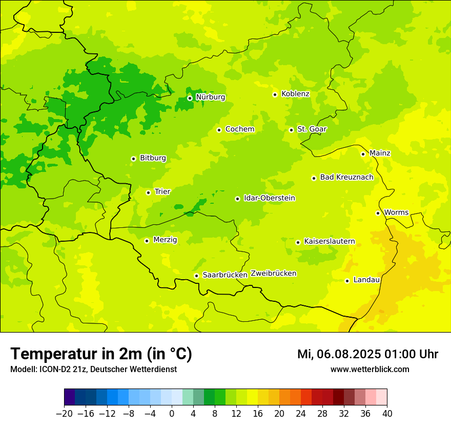 Modellkarten Temperatur