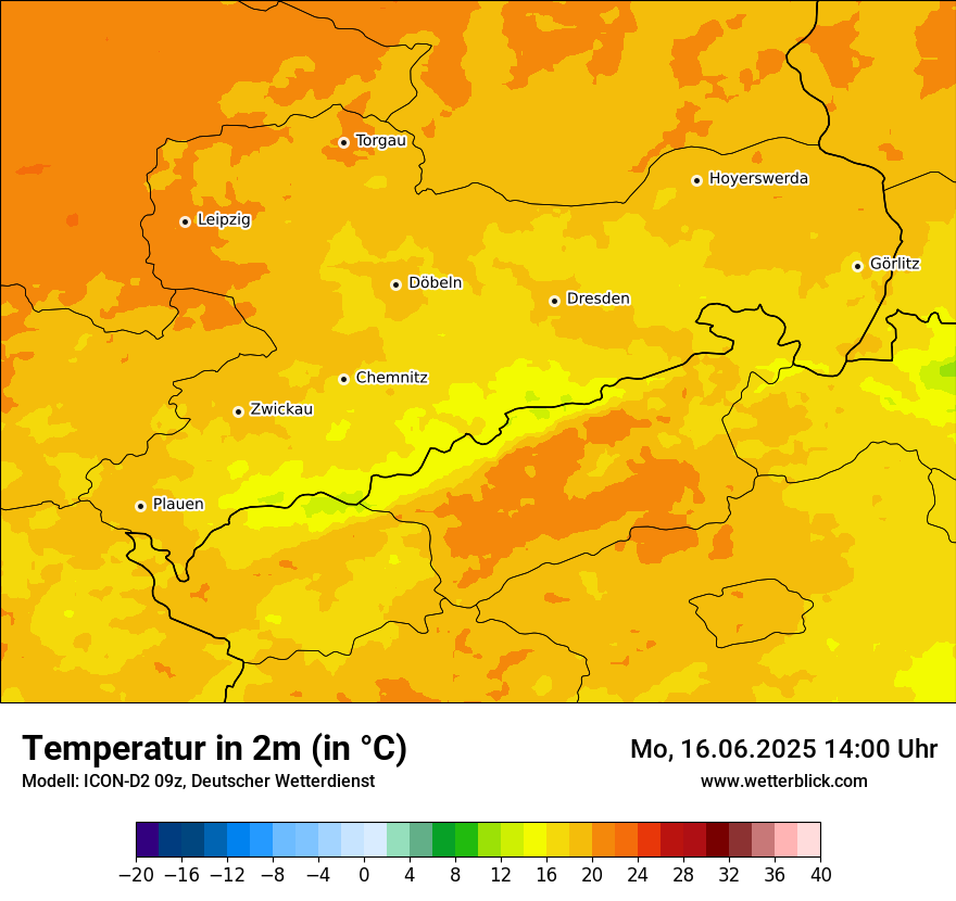 Modellkarten Temperatur