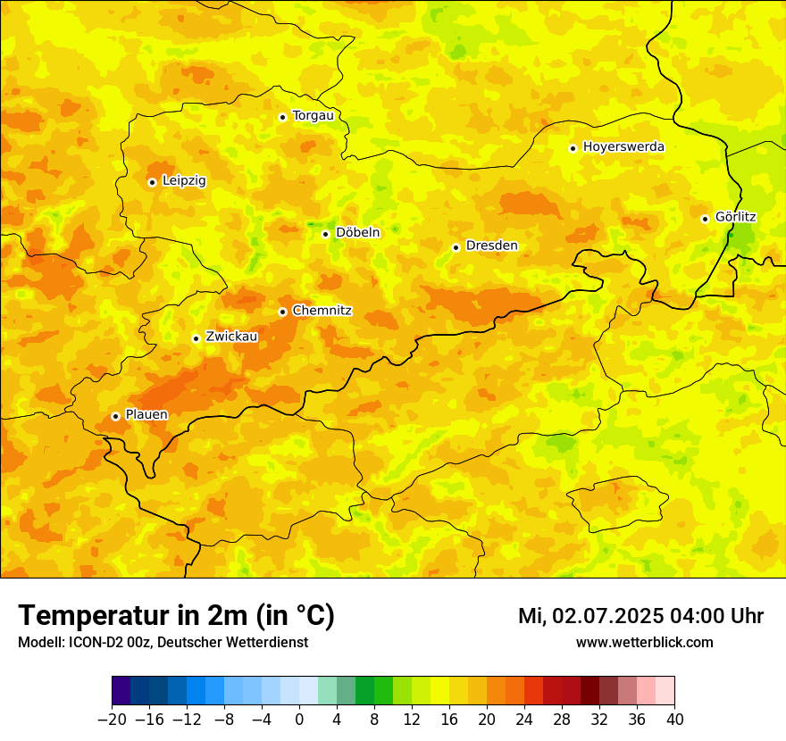 Modellkarten Temperatur