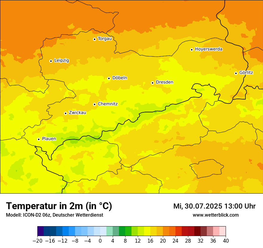 Modellkarten Temperatur