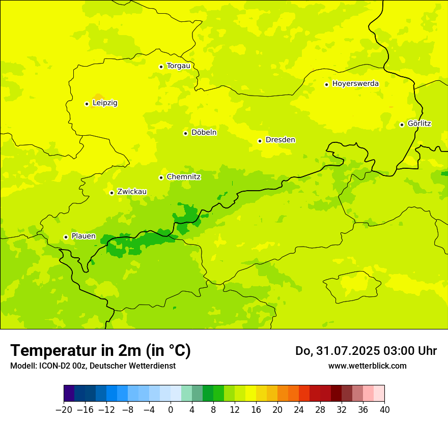 Modellkarten Temperatur