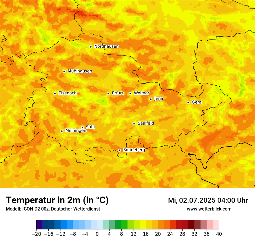 Modellkarten Temperatur