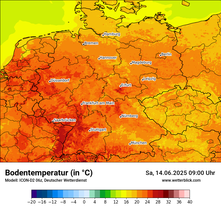 Modellkarten Bodentemperatur in Deutschland