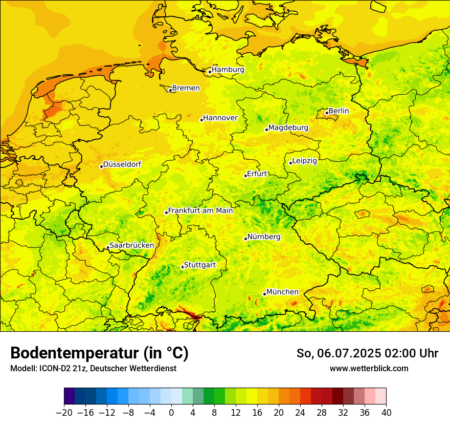 Modellkarten Bodentemperatur in Deutschland