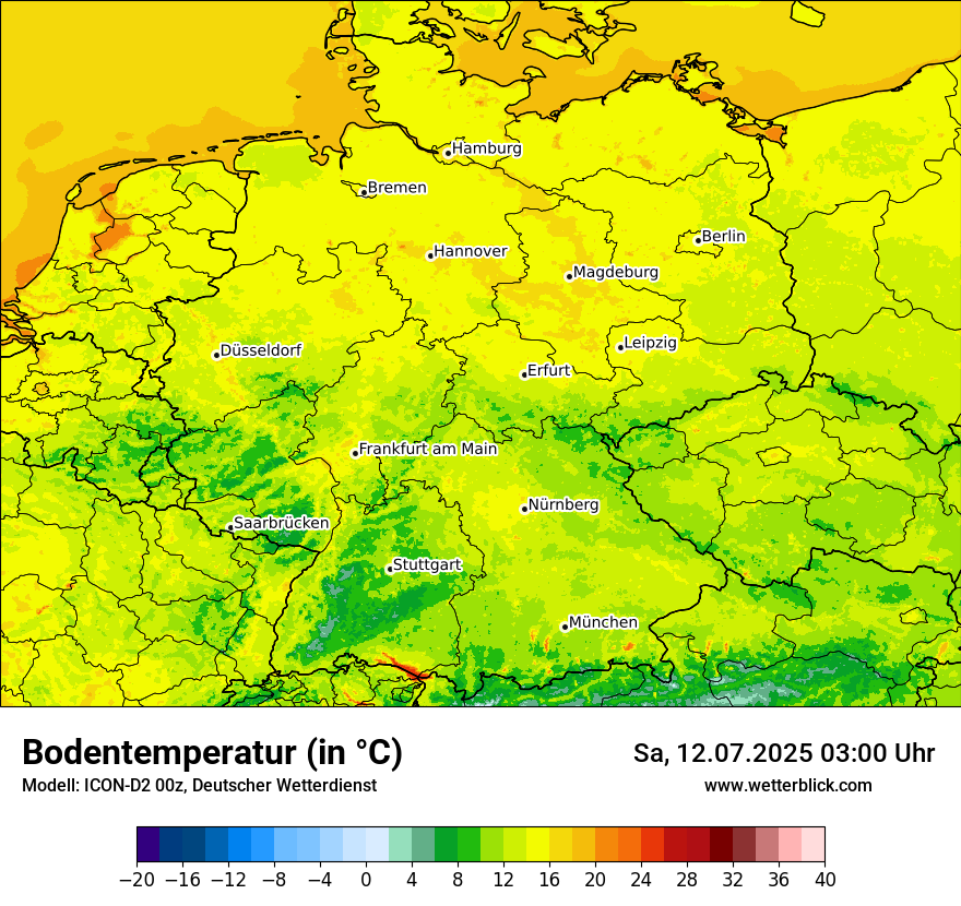 Modellkarten Bodentemperatur in Deutschland