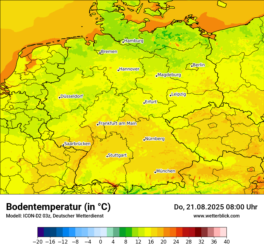 Modellkarten Bodentemperatur in Deutschland