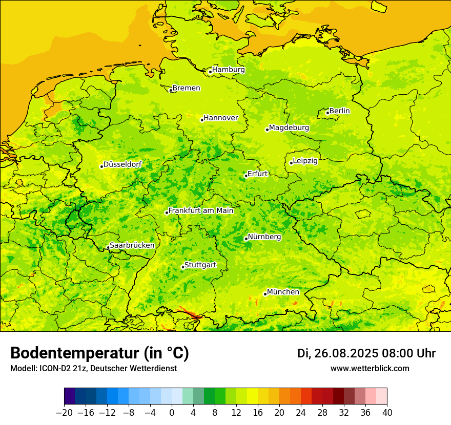 Modellkarten Bodentemperatur in Deutschland