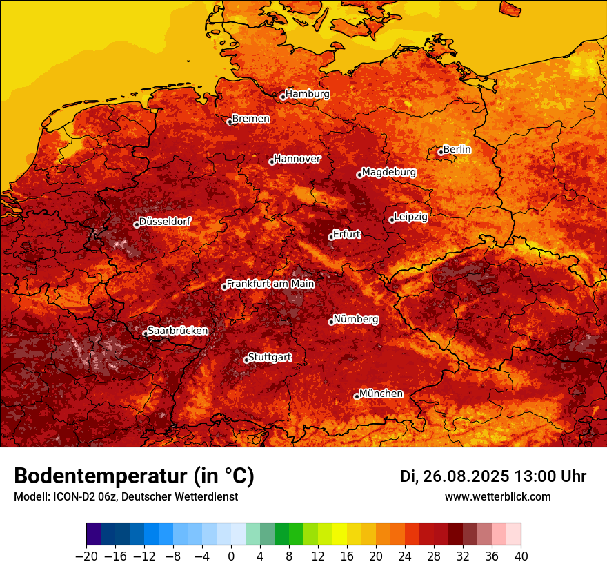 Modellkarten Bodentemperatur in Deutschland