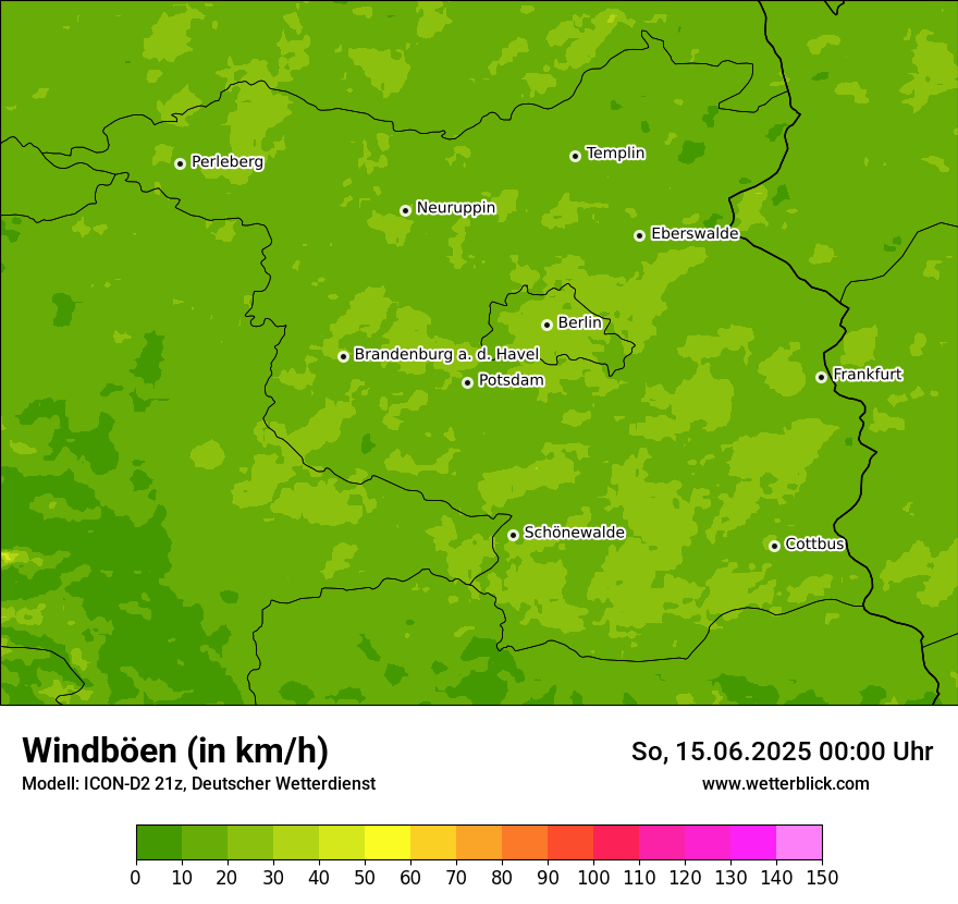 Modellkarten Windgeschwindigkeit