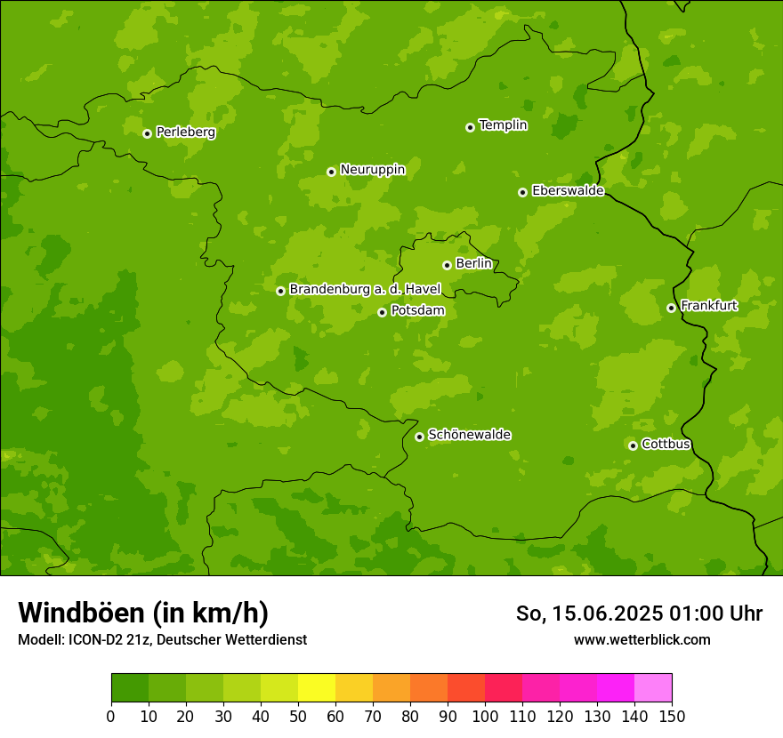 Modellkarten Windgeschwindigkeit