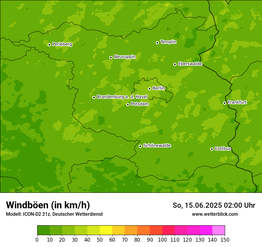 Modellkarten Windgeschwindigkeit