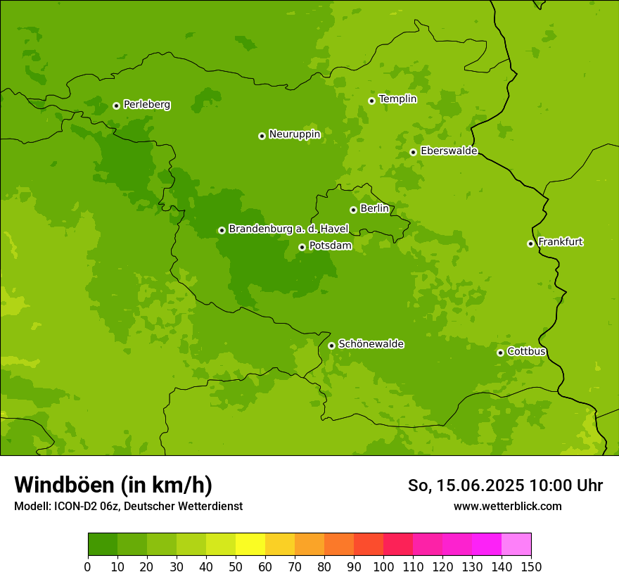 Modellkarten Windgeschwindigkeit