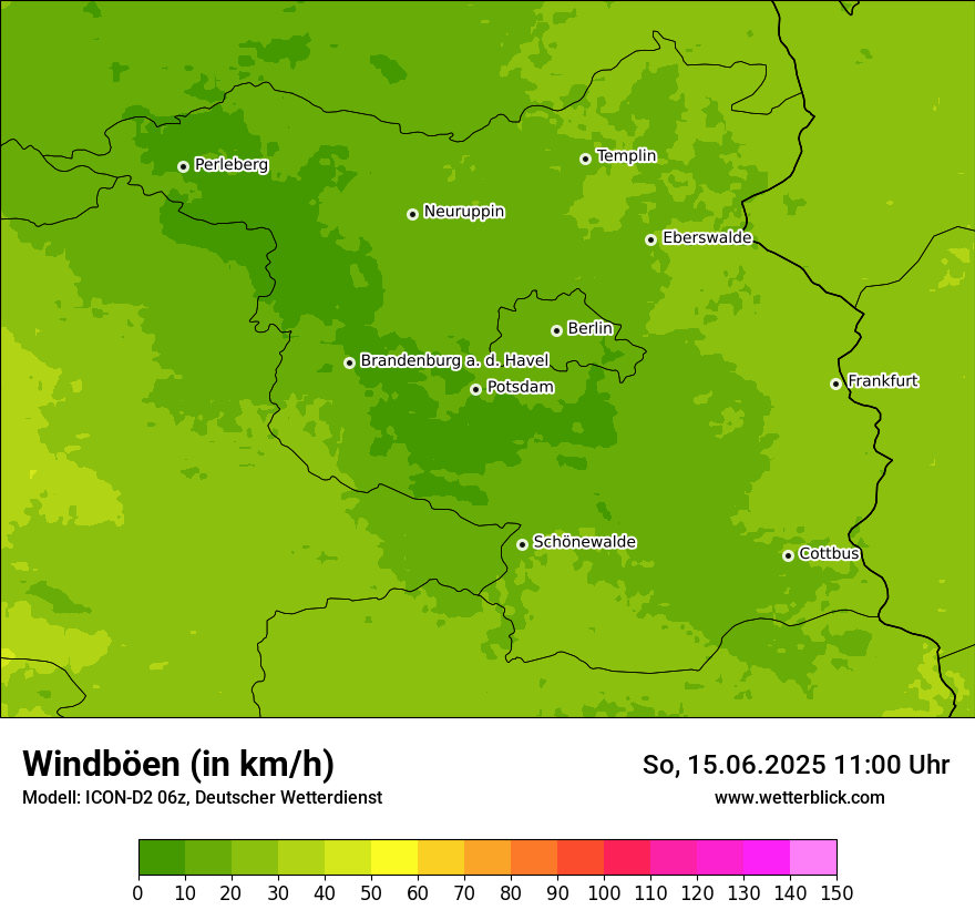 Modellkarten Windgeschwindigkeit
