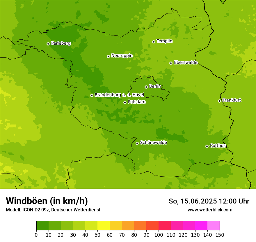 Modellkarten Windgeschwindigkeit