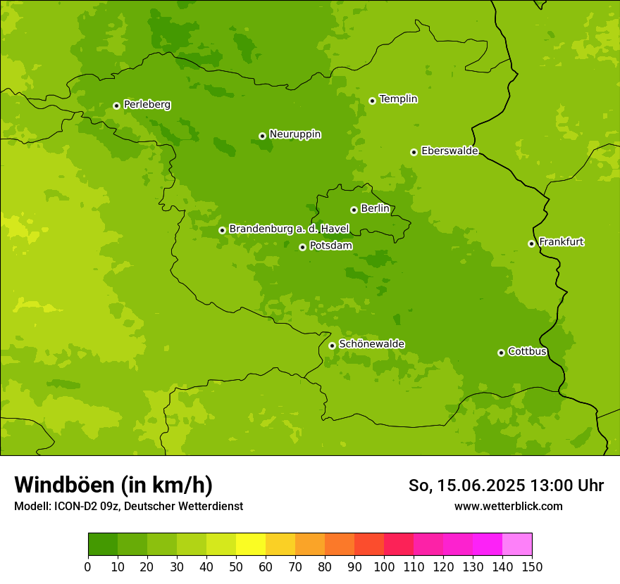 Modellkarten Windgeschwindigkeit