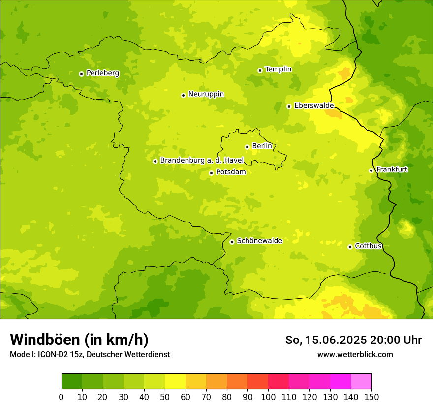 Modellkarten Windgeschwindigkeit