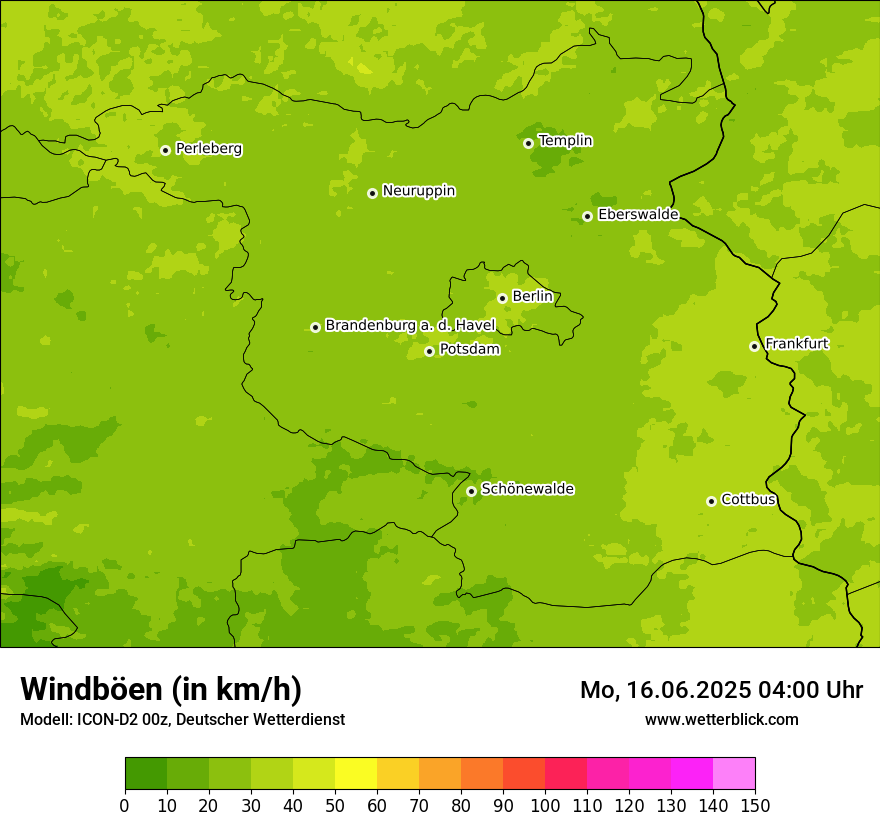 Modellkarten Windgeschwindigkeit