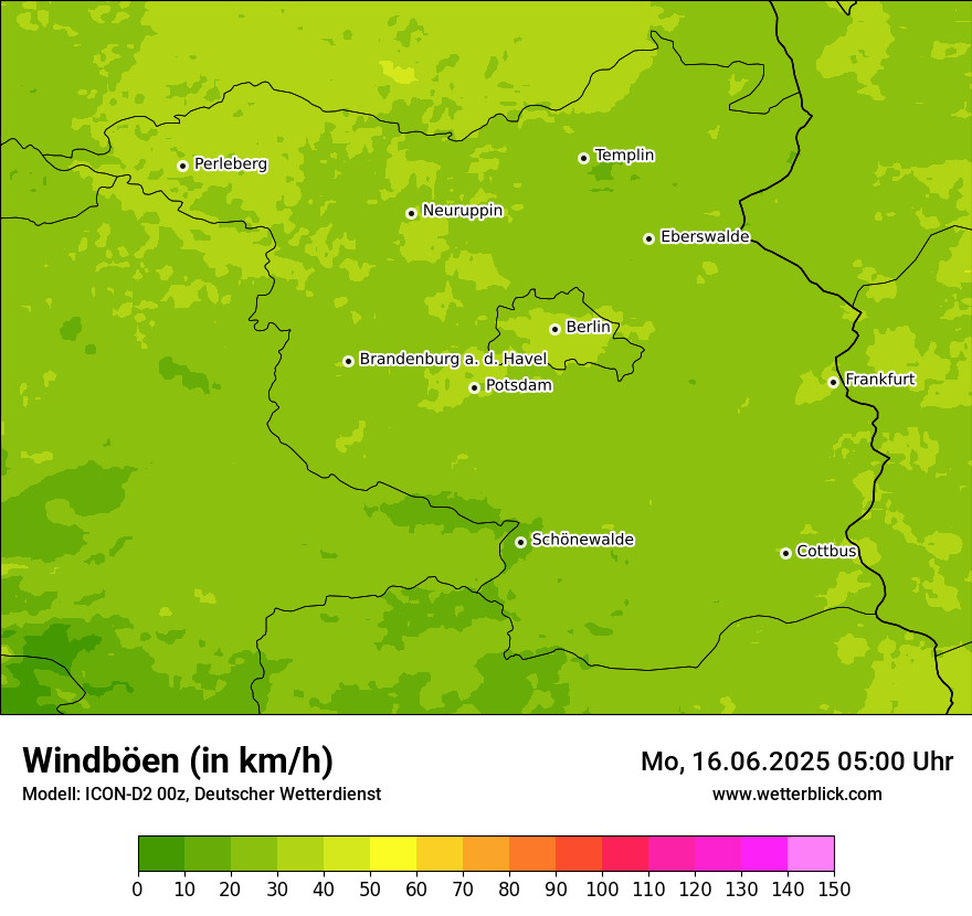 Modellkarten Windgeschwindigkeit