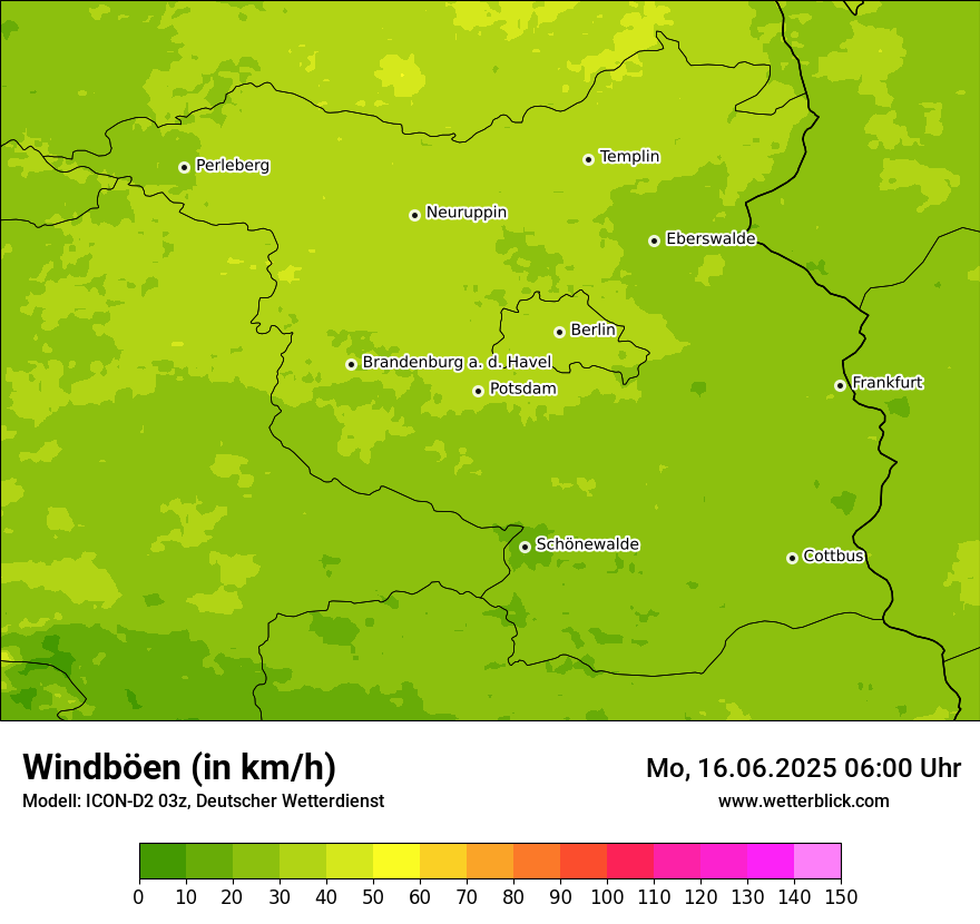 Modellkarten Windgeschwindigkeit