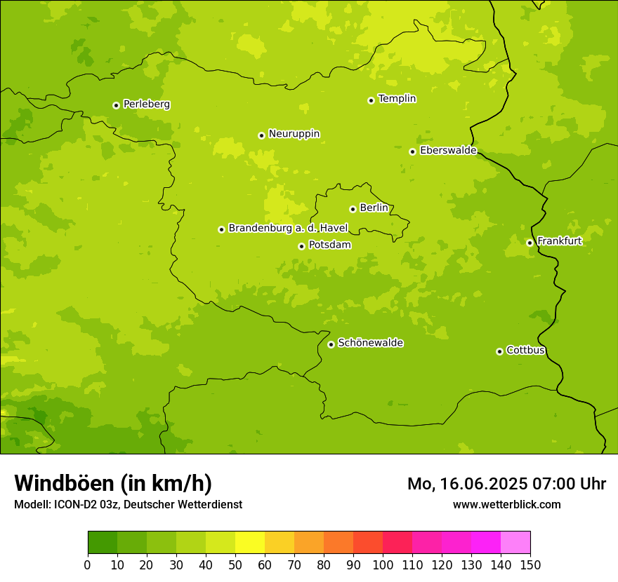 Modellkarten Windgeschwindigkeit