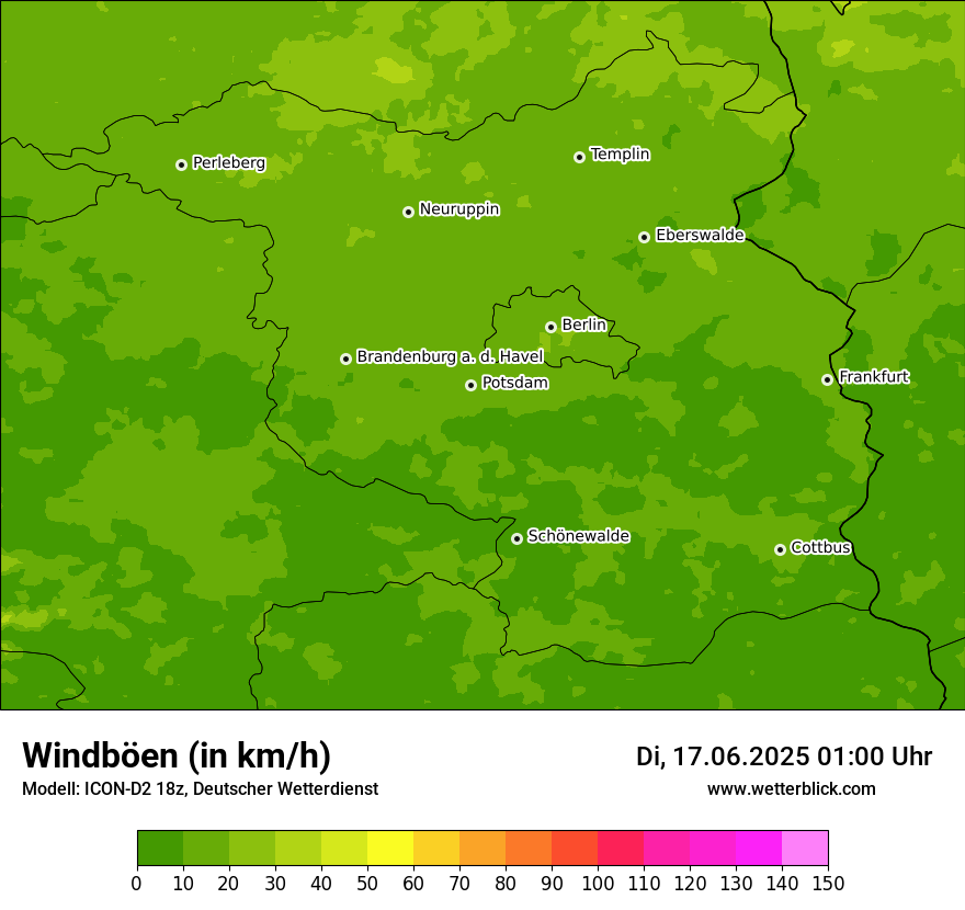 Modellkarten Windgeschwindigkeit