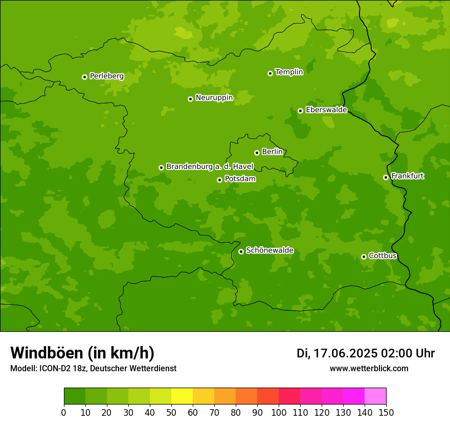 Modellkarten Windgeschwindigkeit