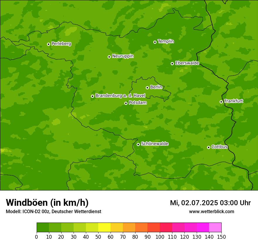 Modellkarten Windgeschwindigkeit