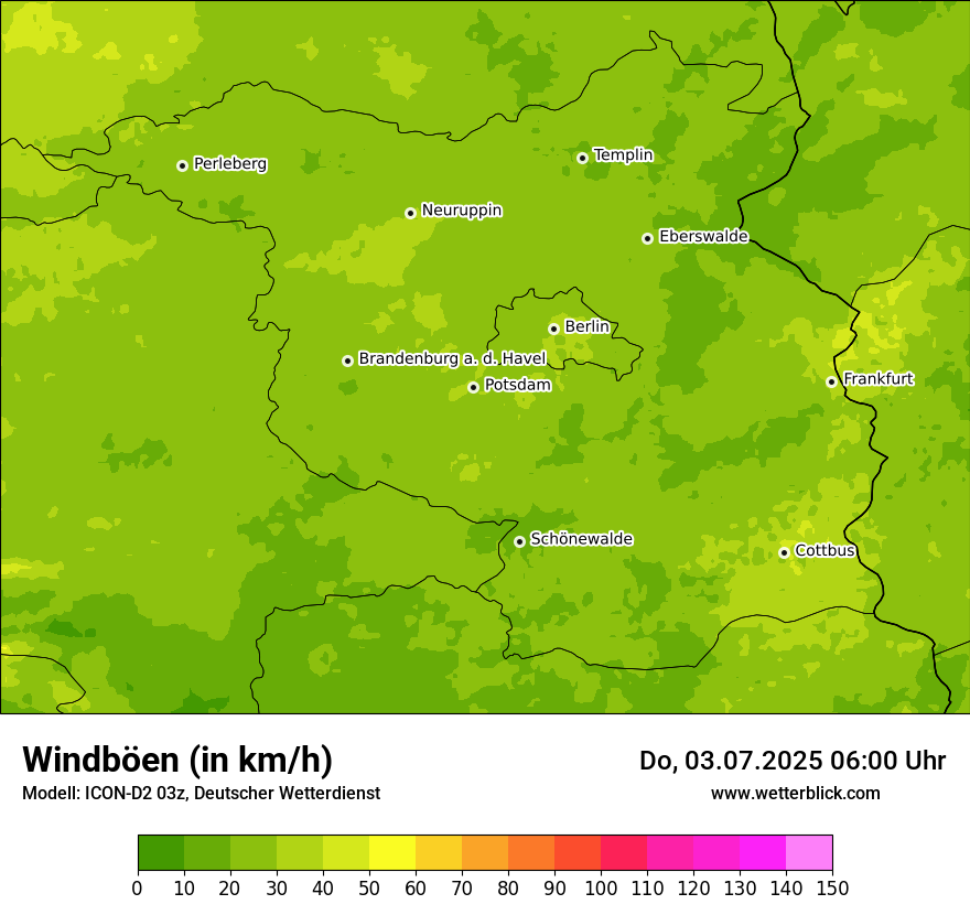 Modellkarten Windgeschwindigkeit
