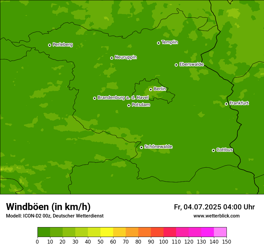 Modellkarten Windgeschwindigkeit