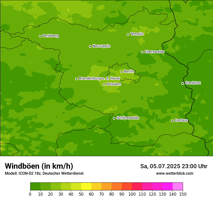 Modellkarten Windgeschwindigkeit