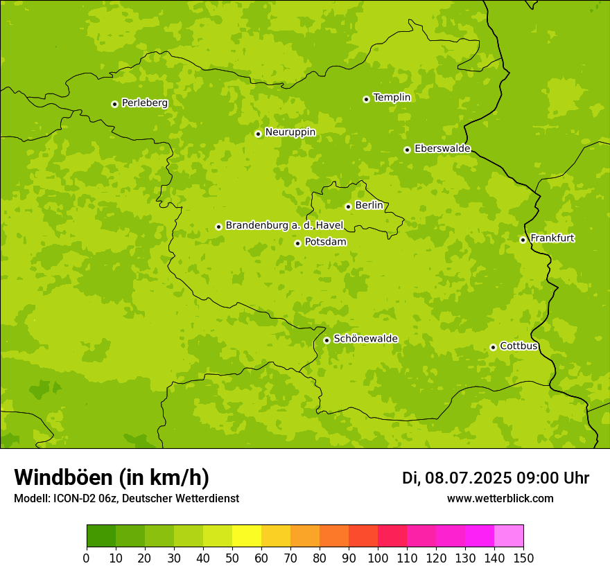 Modellkarten Windgeschwindigkeit