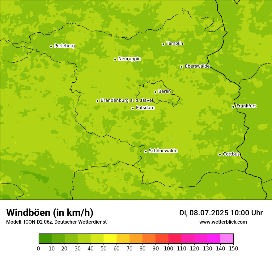 Modellkarten Windgeschwindigkeit