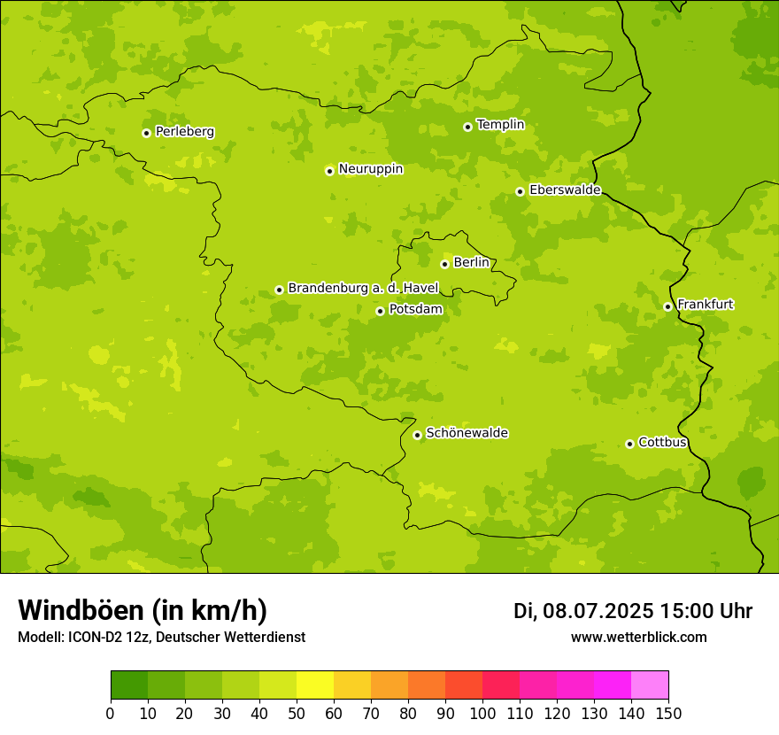 Modellkarten Windgeschwindigkeit