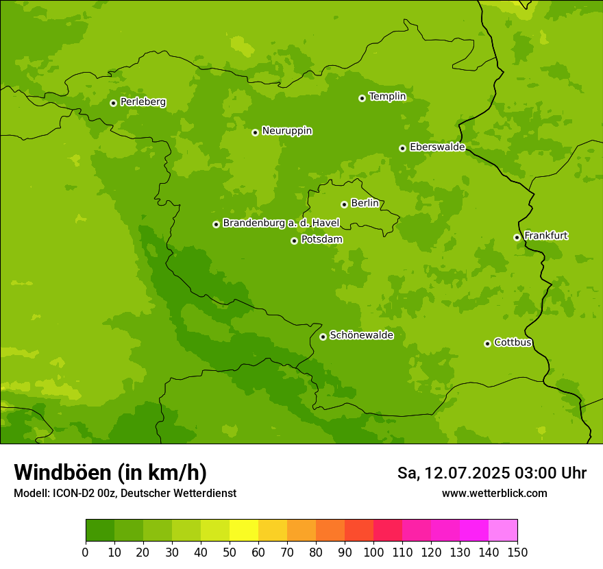 Modellkarten Windgeschwindigkeit