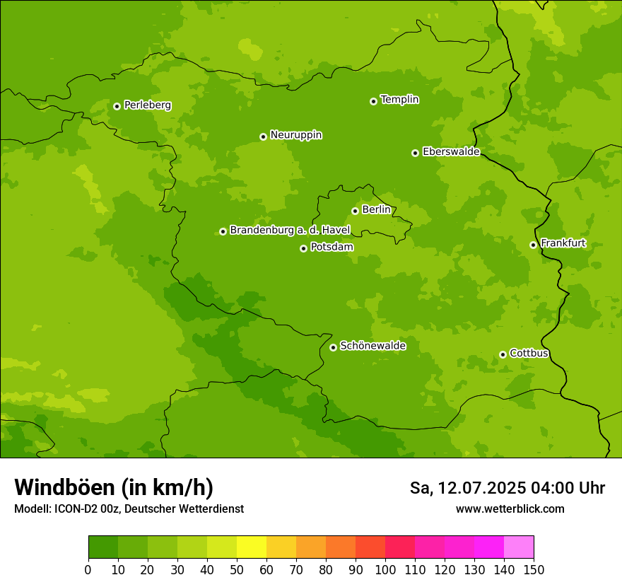 Modellkarten Windgeschwindigkeit
