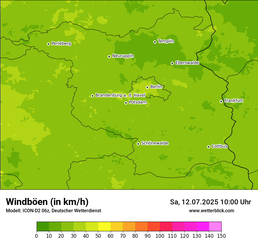 Modellkarten Windgeschwindigkeit