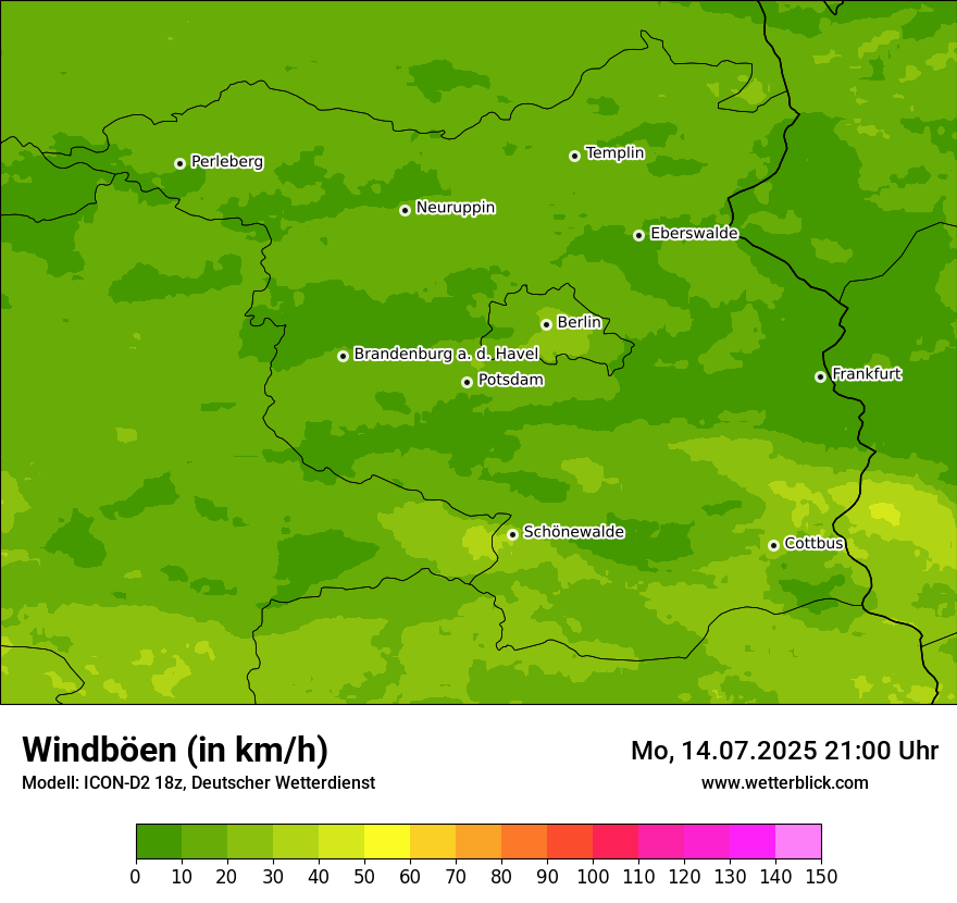 Modellkarten Windgeschwindigkeit