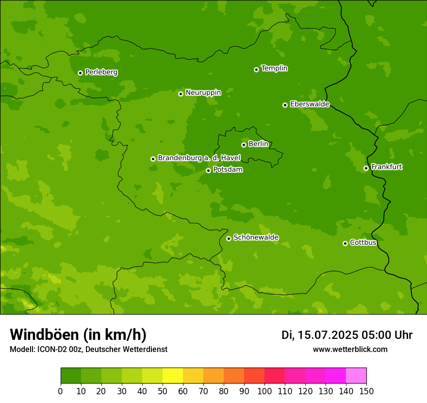Modellkarten Windgeschwindigkeit