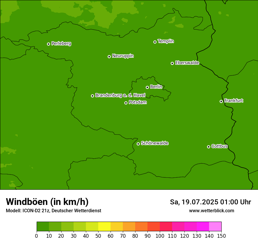 Modellkarten Windgeschwindigkeit