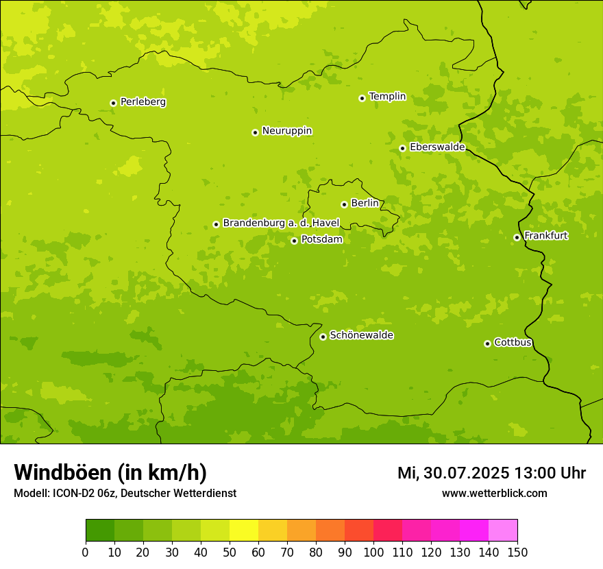 Modellkarten Windgeschwindigkeit